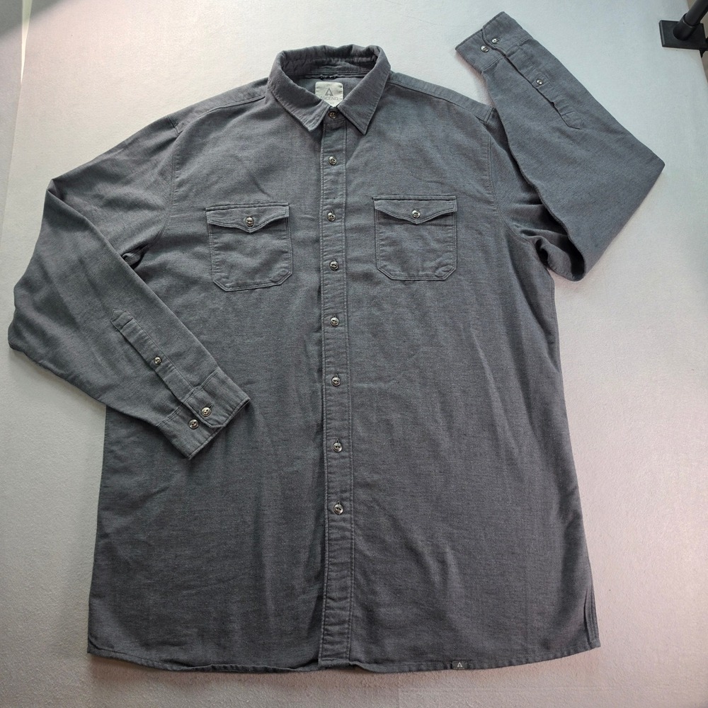 Ascend Mens XLT Tall Gray Long Sleeve Button Down Cotton Linen Blend Shirt